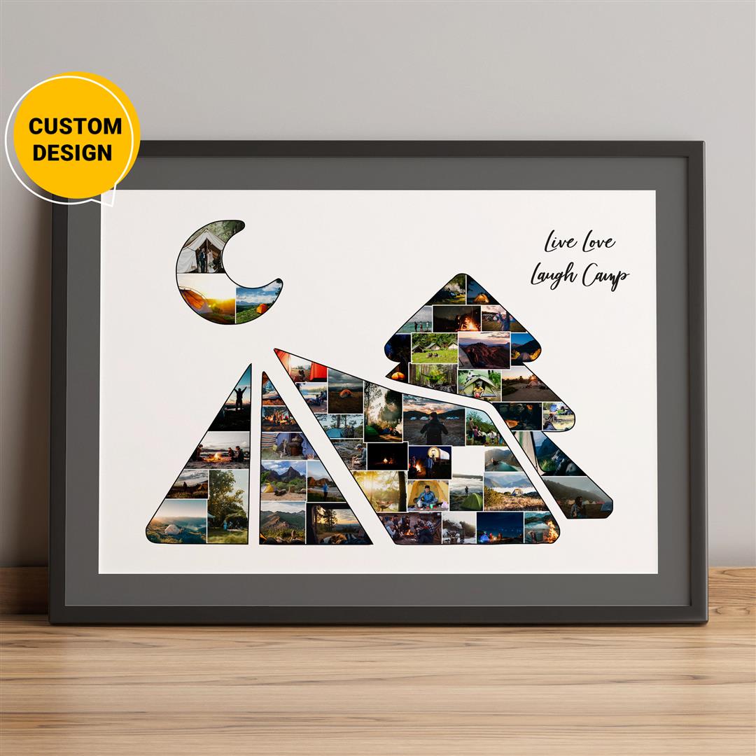 Personalized camping gifts: A unique photo collage for the outdoor enthusiast