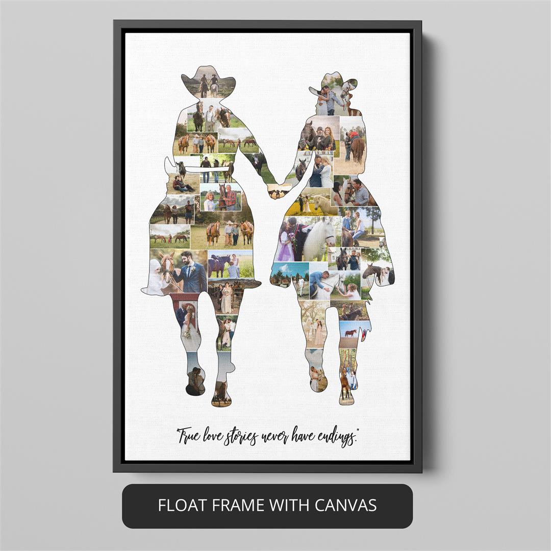 Gift for horse rider girl - Personalized horse-themed photo collage