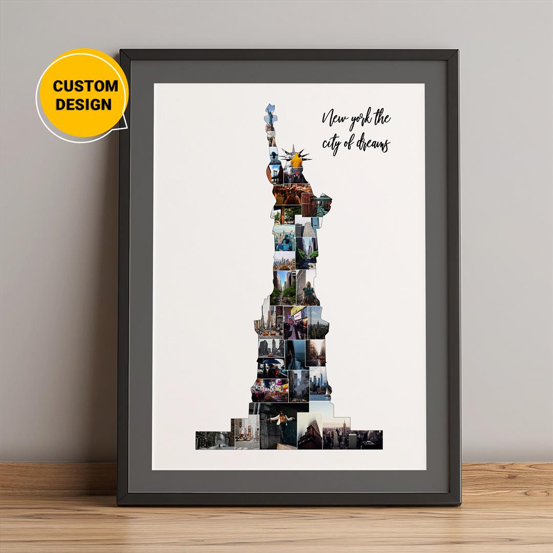 Statue of Liberty Gift: Personalized Photo Collage - Unique Wall Art