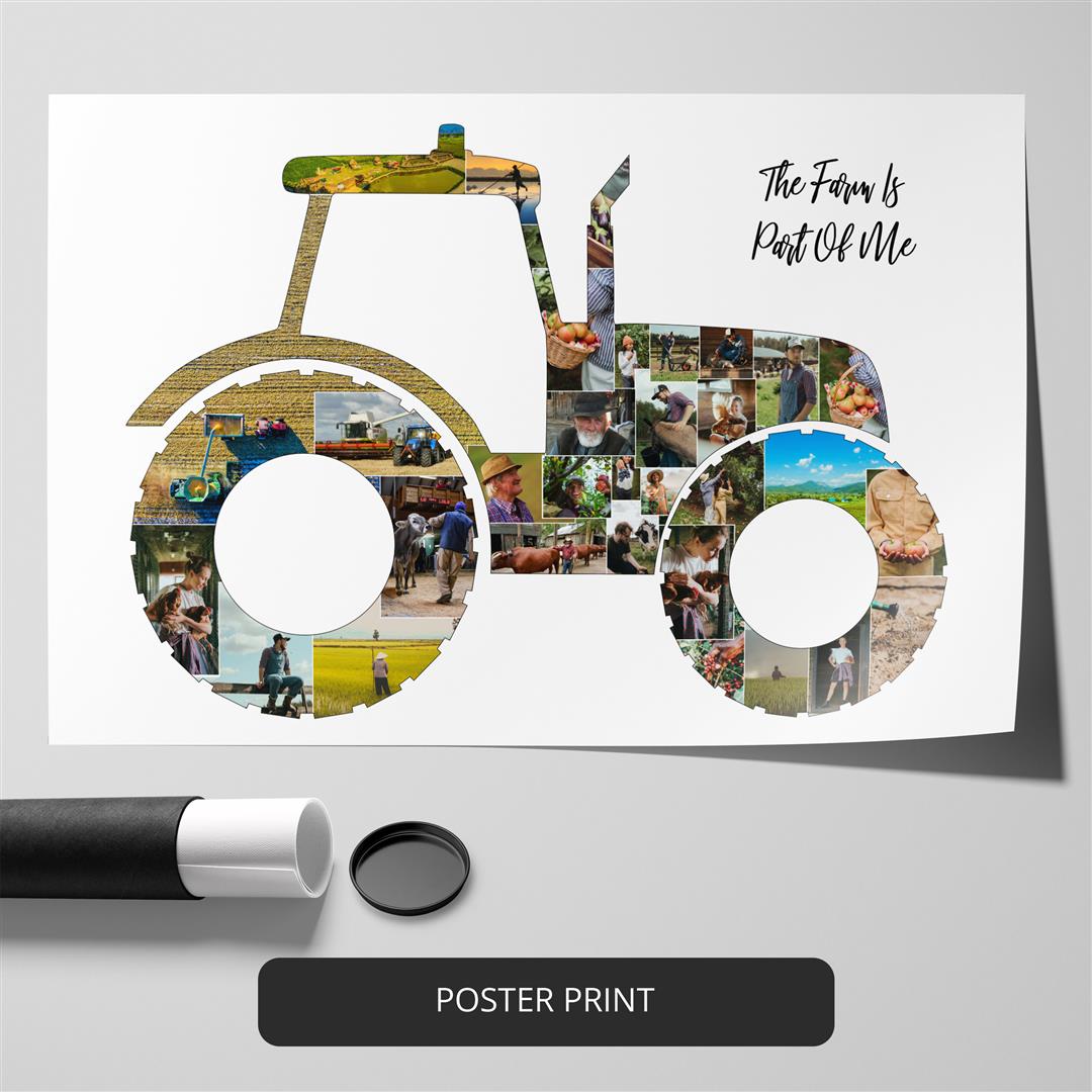 Tractor Themed Gifts: Customized Photo Collage for Farmers and Tractor Enthusiasts