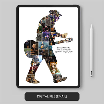 Guitar Gifts for Him - Personalized Photo Collage for Guitar Players