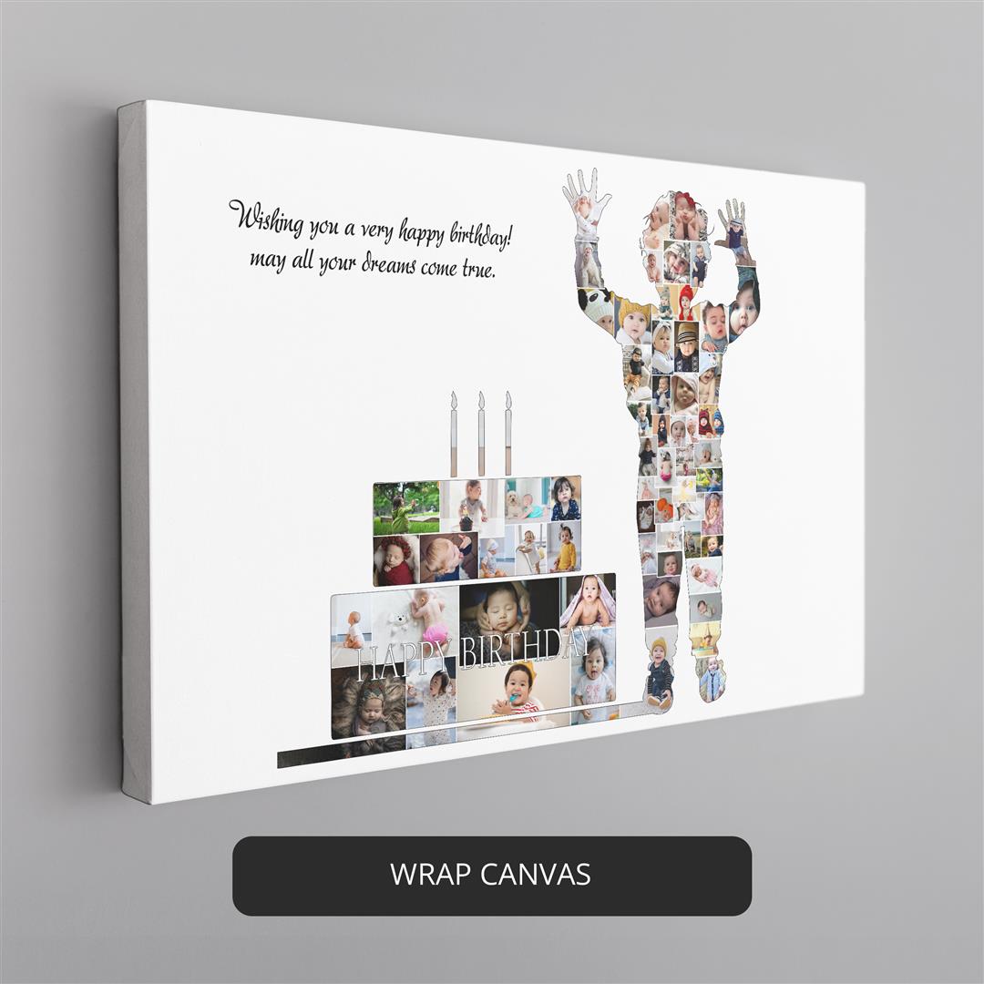 First Birthday Gift for Baby Boy - Custom Photo Collage - Birthday Decor Ideas