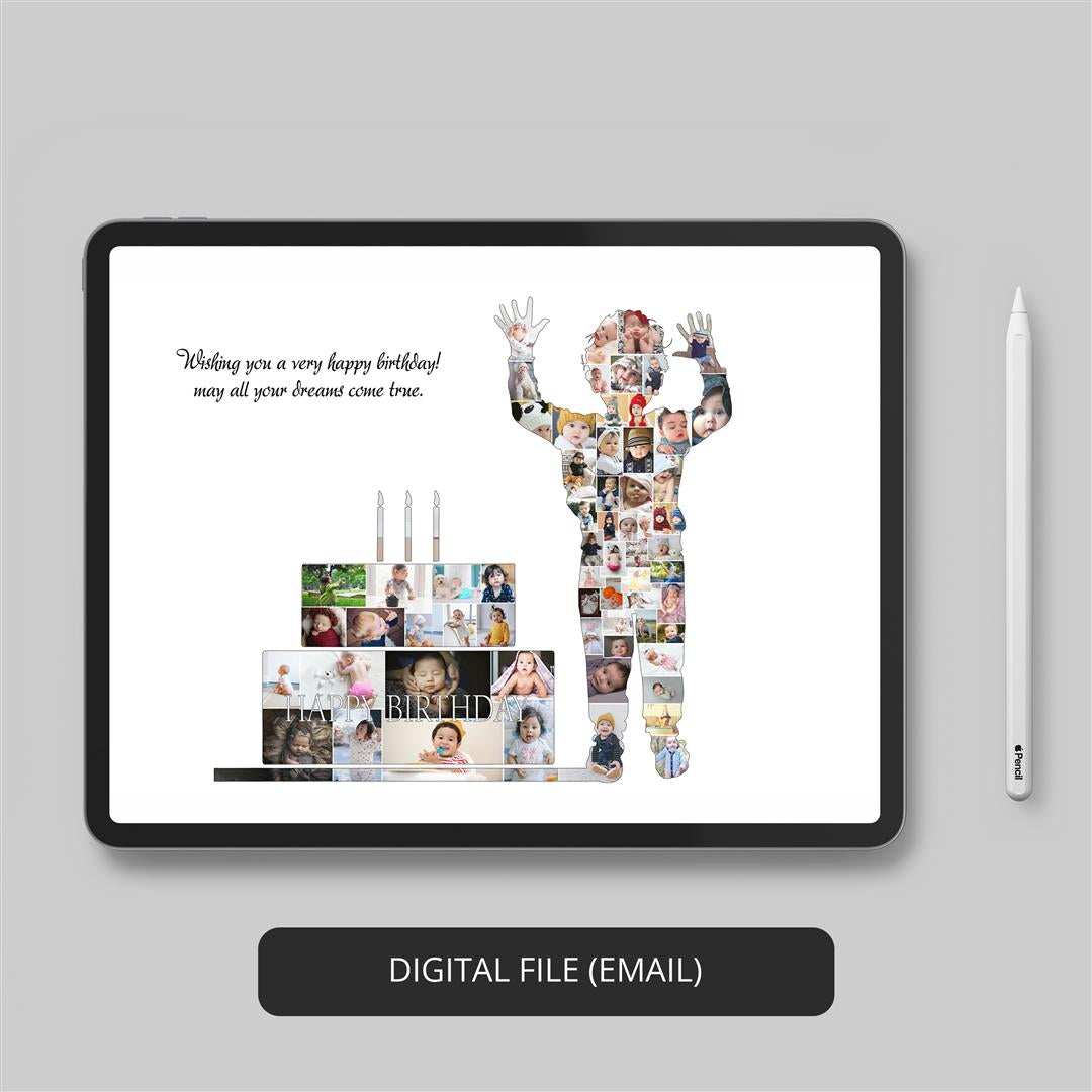 Birthday Photo Collage - Gift for Kid Girl - Customized Birthday Wall Art