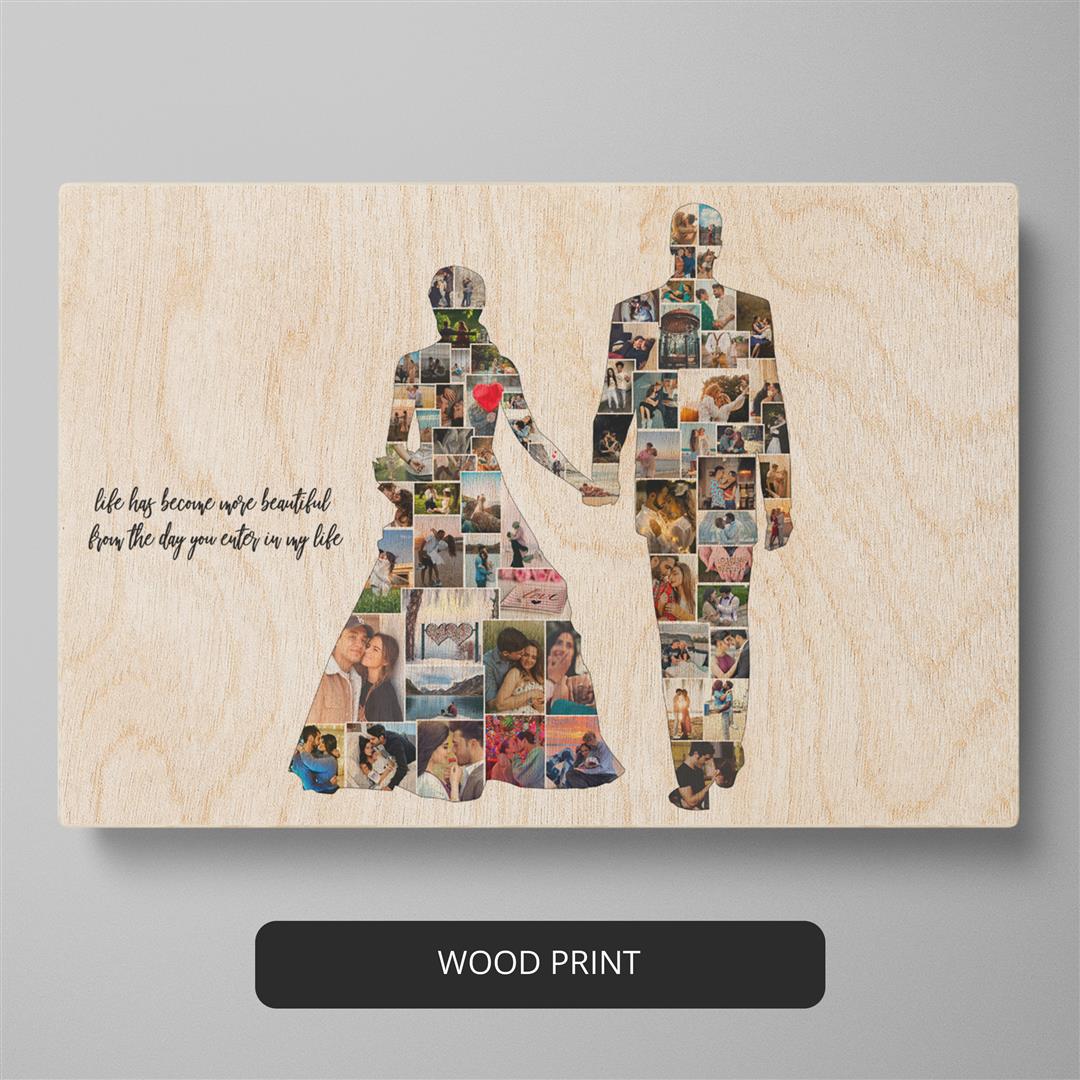 Romantic Couple Gift: Personalized Engagement Photo Collage