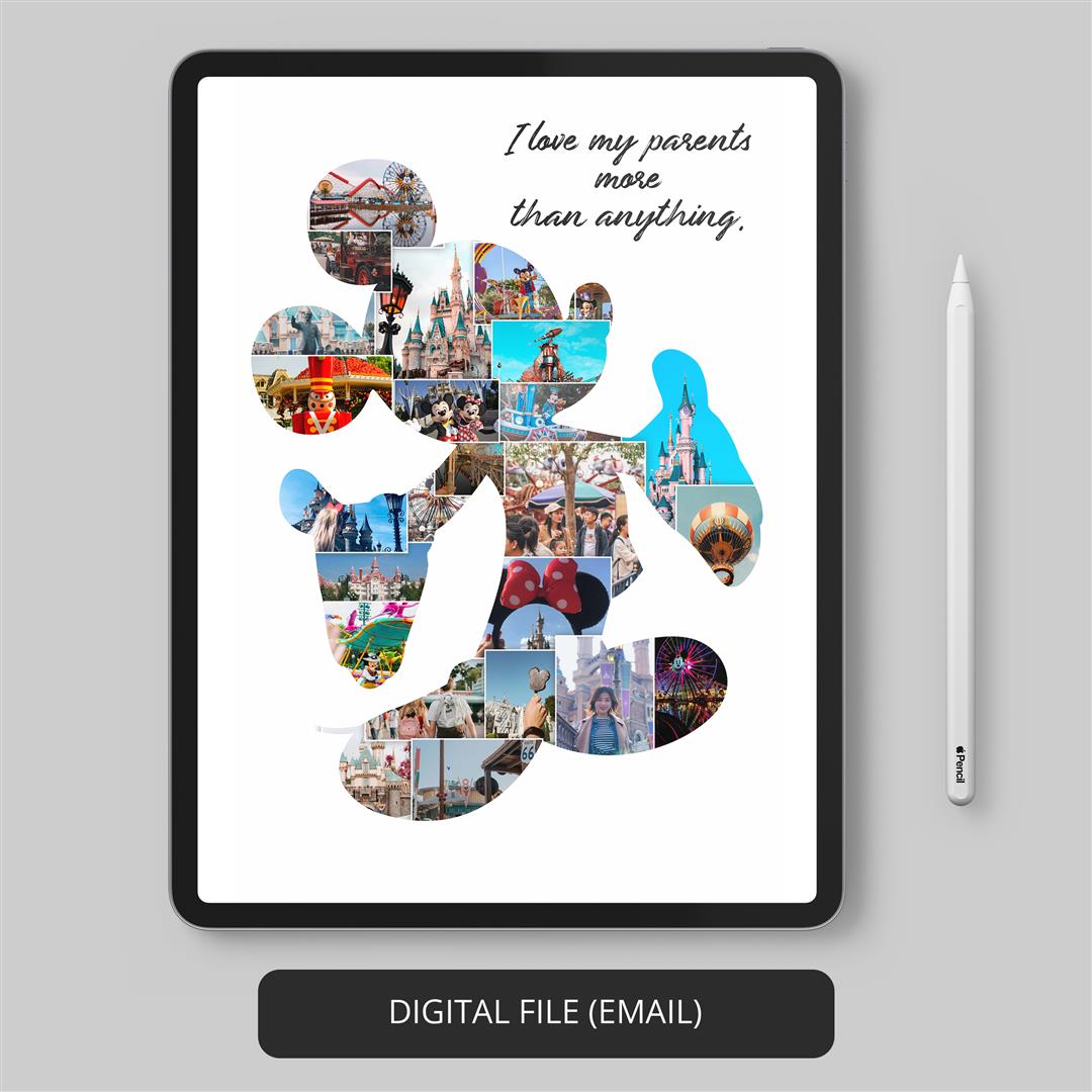 Gifts for Mickey Mouse Lovers - Personalized Photo Collage Wall Art