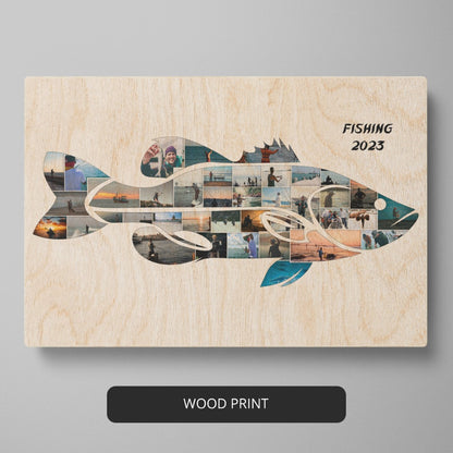 Fishing Gifts for Groomsmen - Customizable Bass Fish Photo Collage