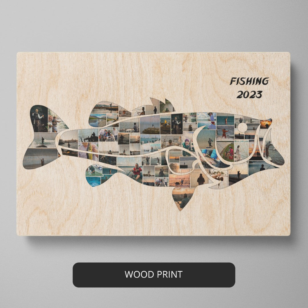 Bass Fishing Wall Art: Decorate with Customizable Collage for Fishing Lovers