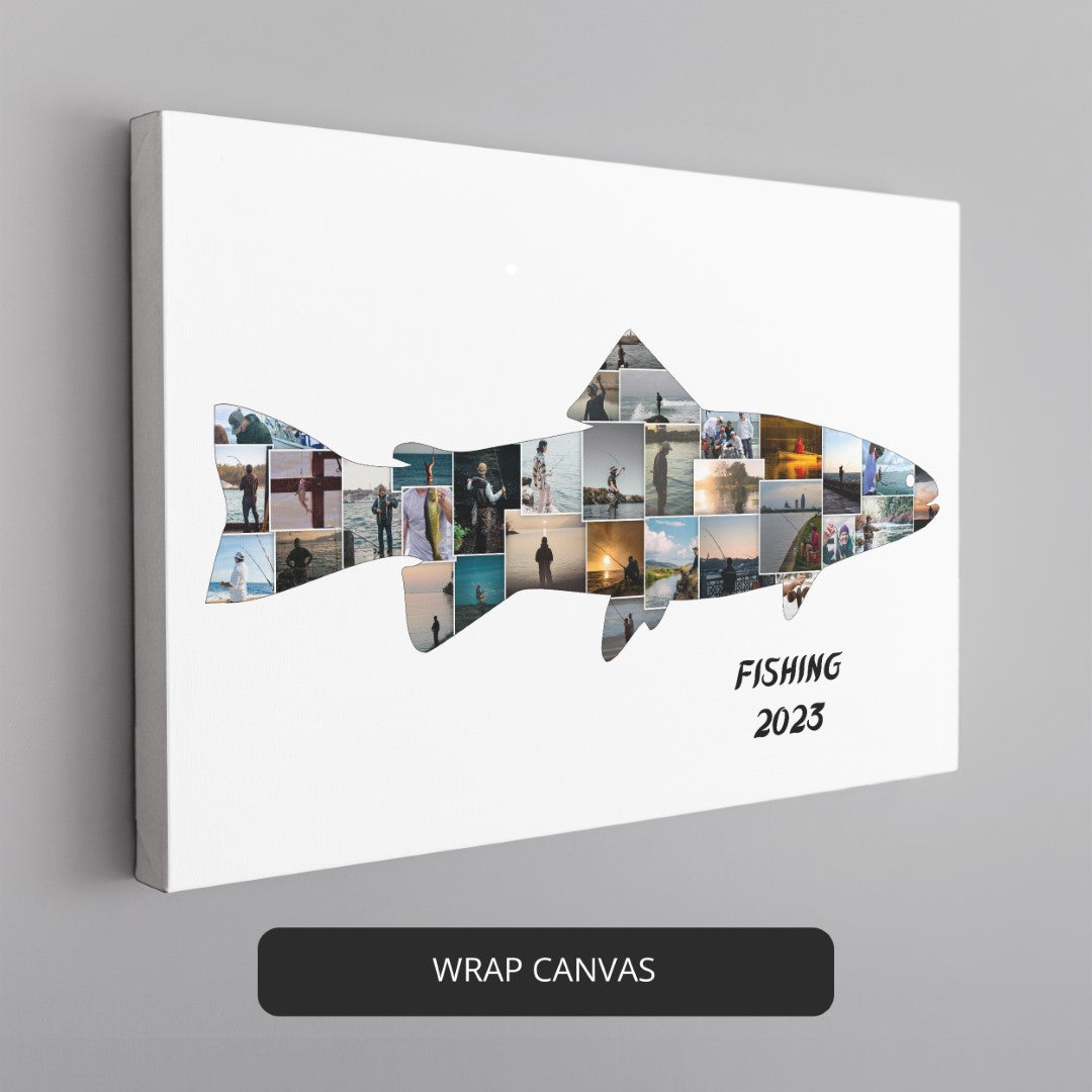 Unique Fisherman Gift - Personalized Photo Collage for Dad