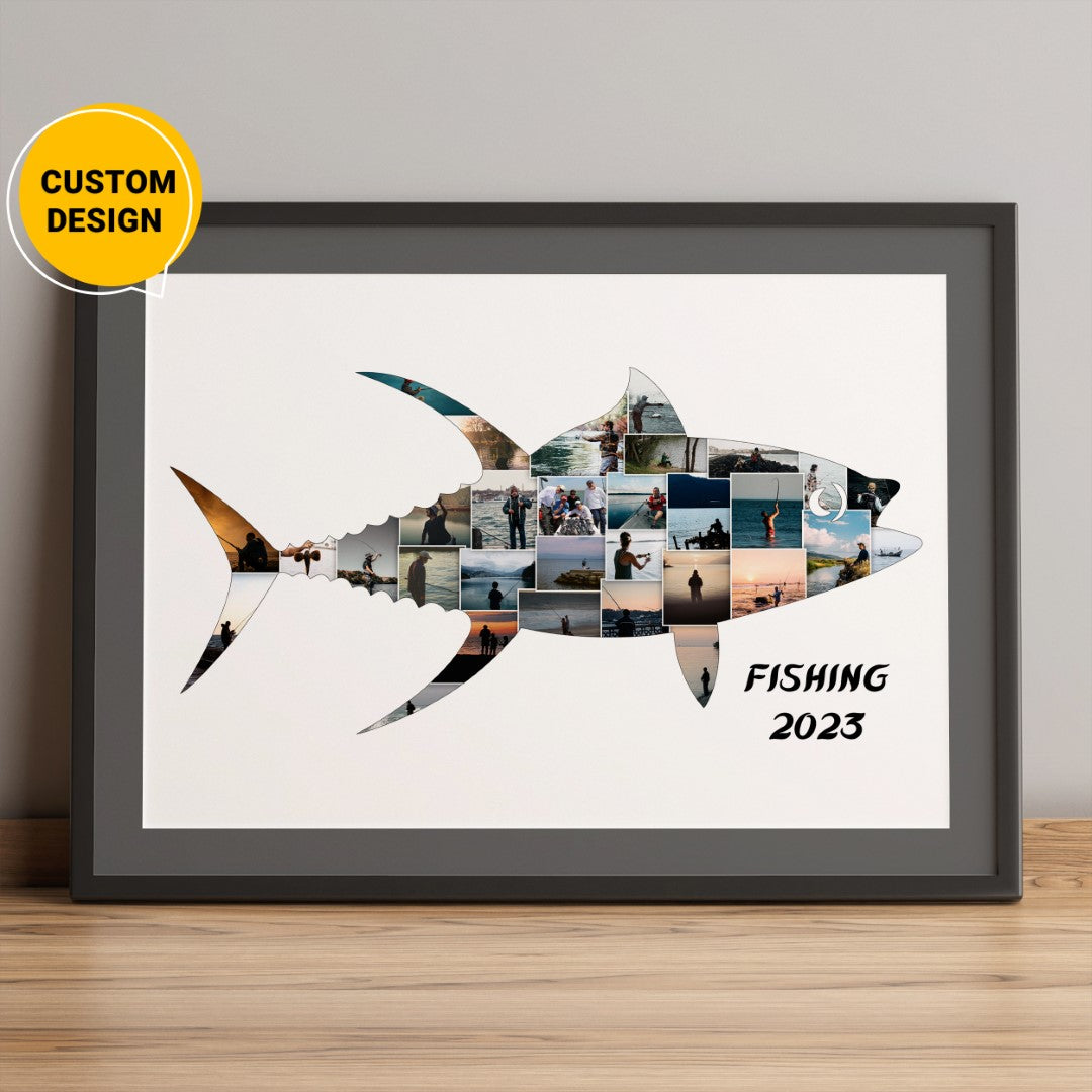 Personalized Fish Photo Collage - Unique Wall Art for Fish Lovers