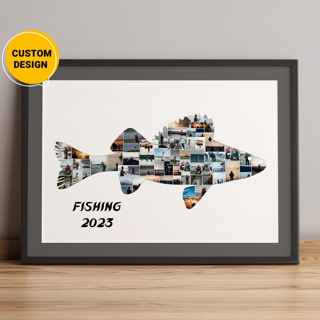 Personalized Bass Fishing Décor: Custom Photo Collage