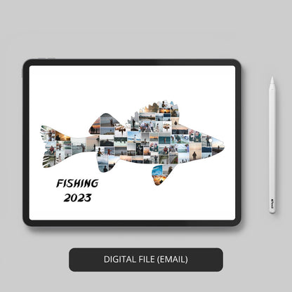 Personalized Gifts for Fishermen: Bass Fishing Art Prints Collage