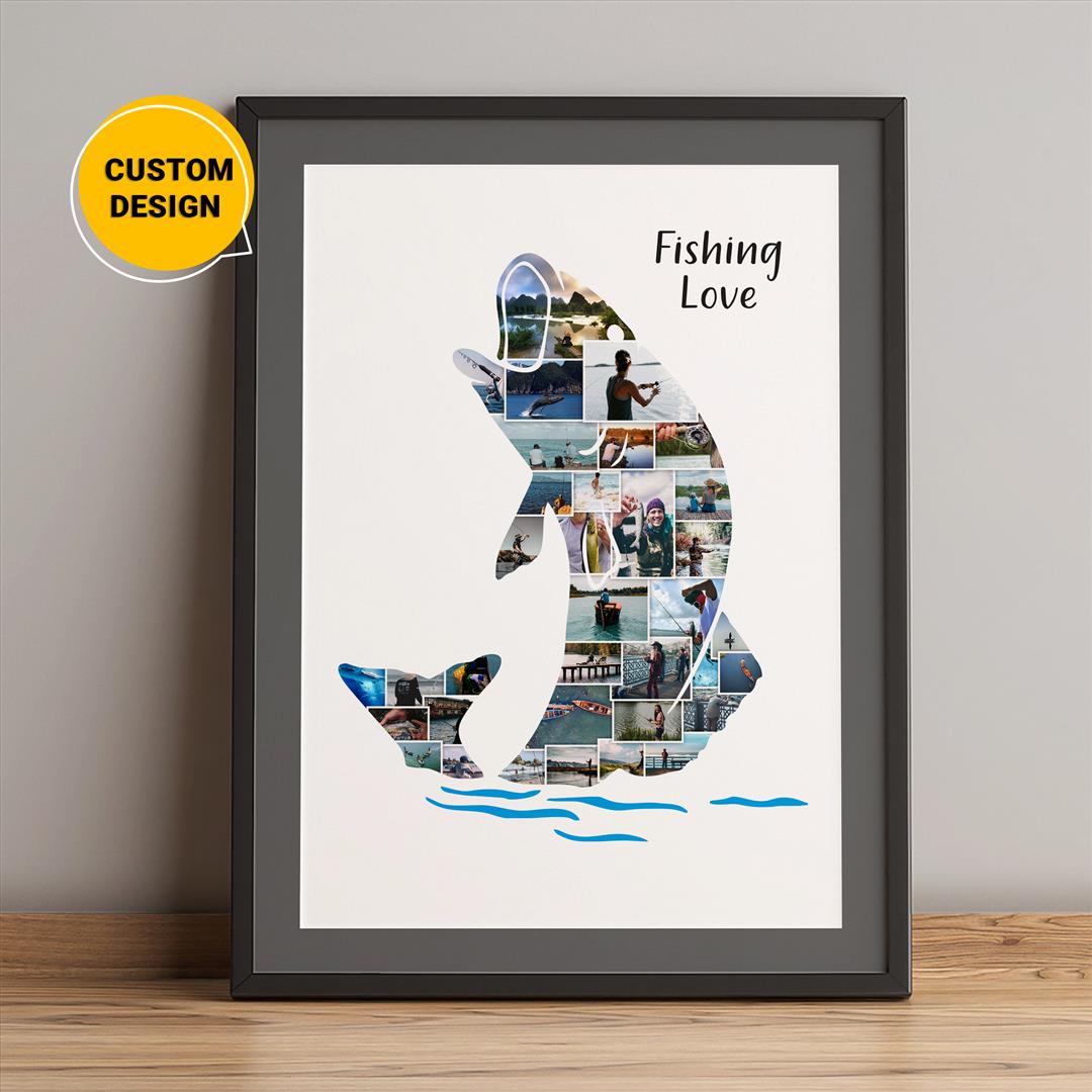Personalized Bass Fishing Photo Collage: Unique Fish Wall Art