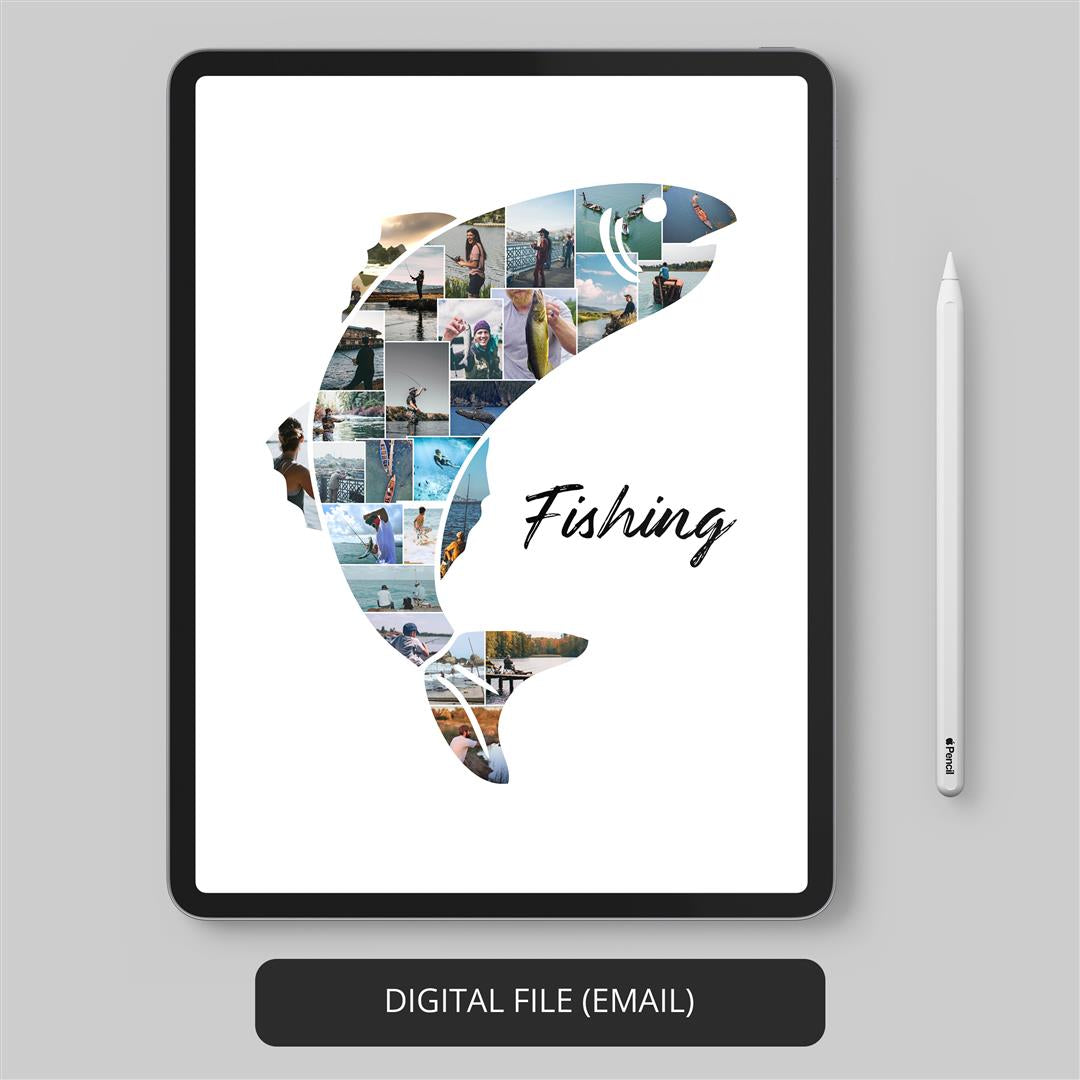 Fish Gifts Home Decor: Personalized Fishing Collage for Fish Enthusiasts