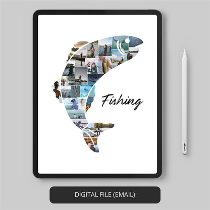 Fish Gifts Home Decor: Personalized Fishing Collage for Fish Enthusiasts