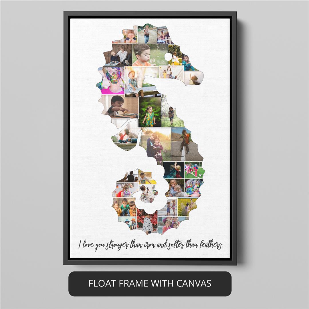 Seahorse wall art - Personalized photo collage - Seahorse photos