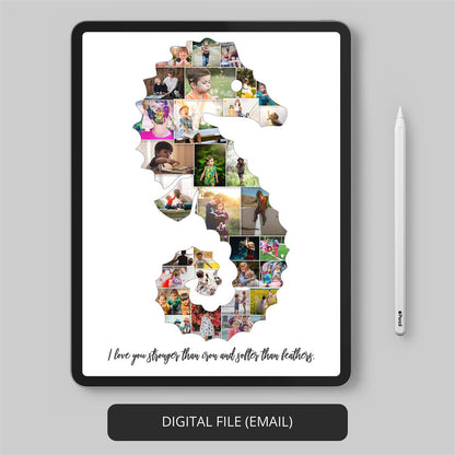 Seahorse themed gifts - Personalized photo collage - Unique seahorse artwork