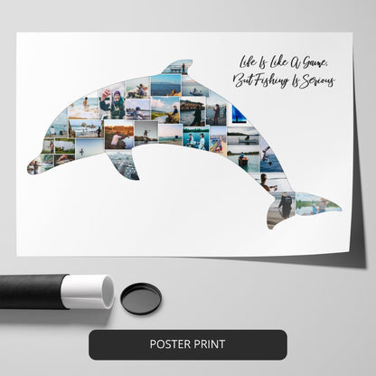 Custom Fishing Gifts with Dolphin Collage Design - Personalize Yours Today