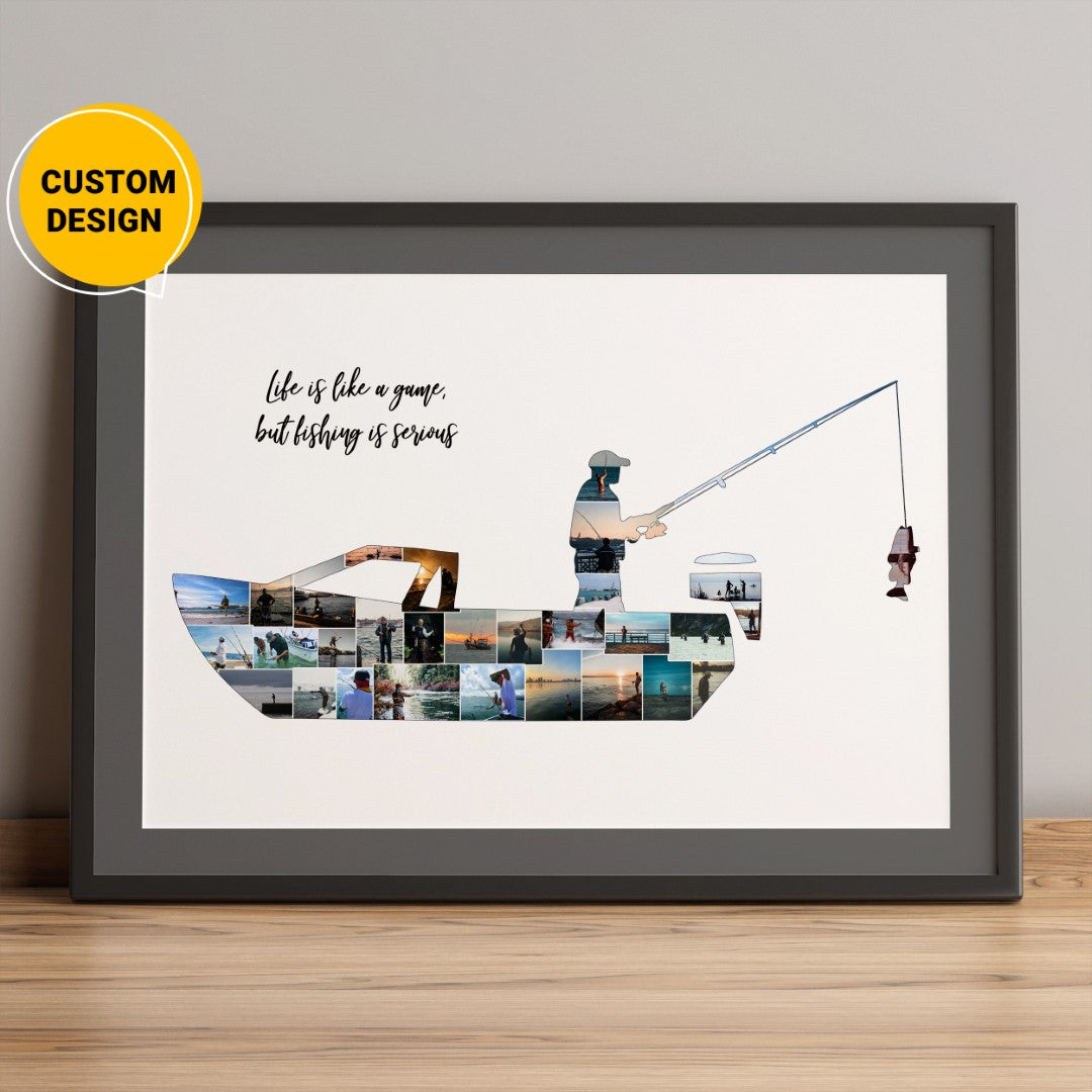 Personalized Fisherman Photo Collage - Unique Fishing Gifts for Fishermen