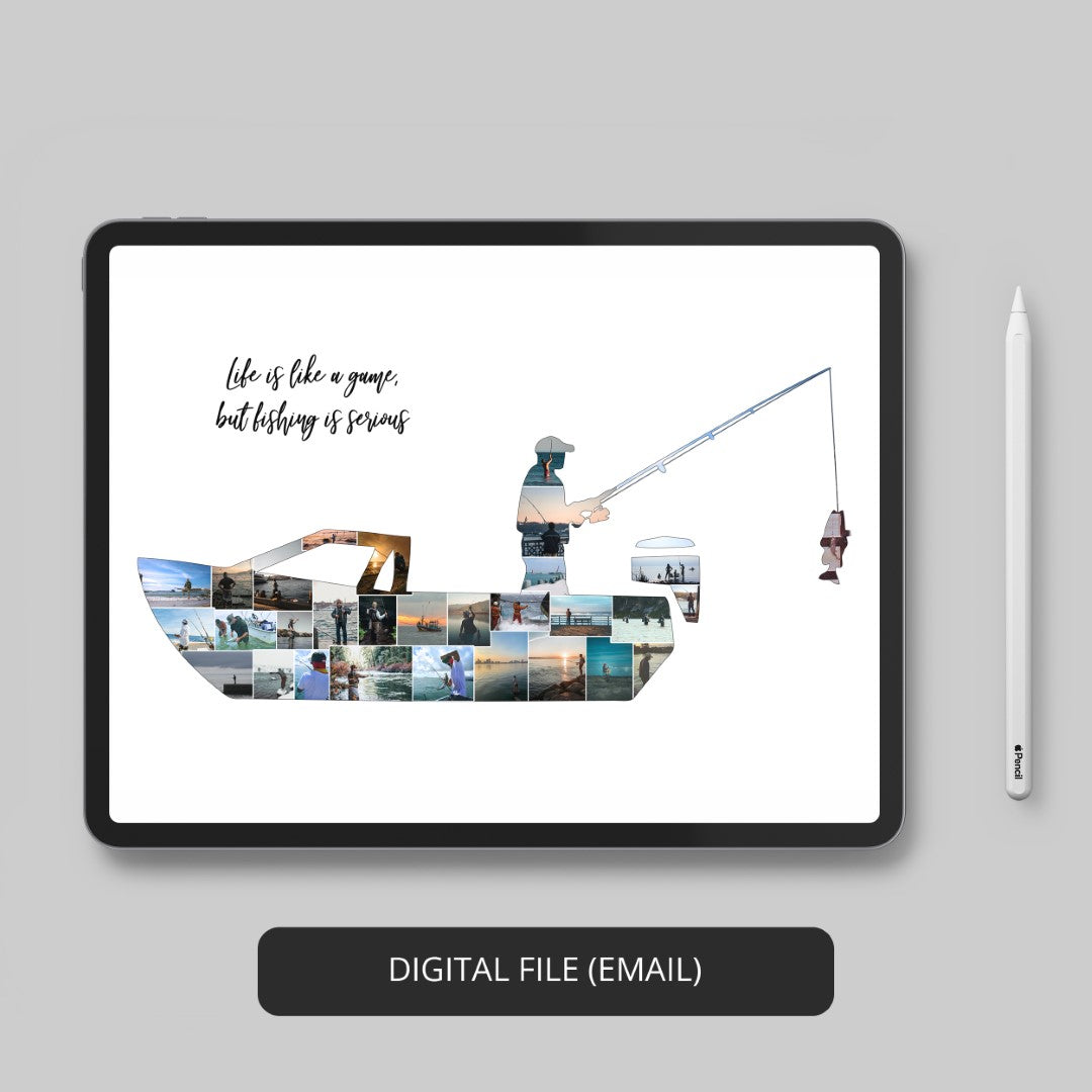 Fisherman Gifts - Customizable Fish-Themed Photo Collage Artwork