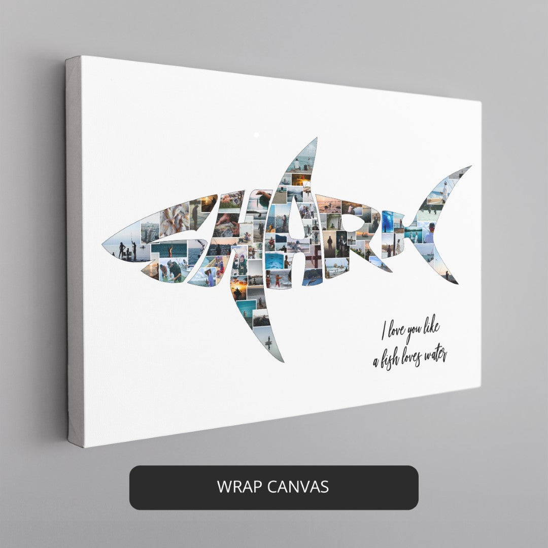 Shark Themed Gifts: Handcrafted Shark Canvas Print and Photo Collage