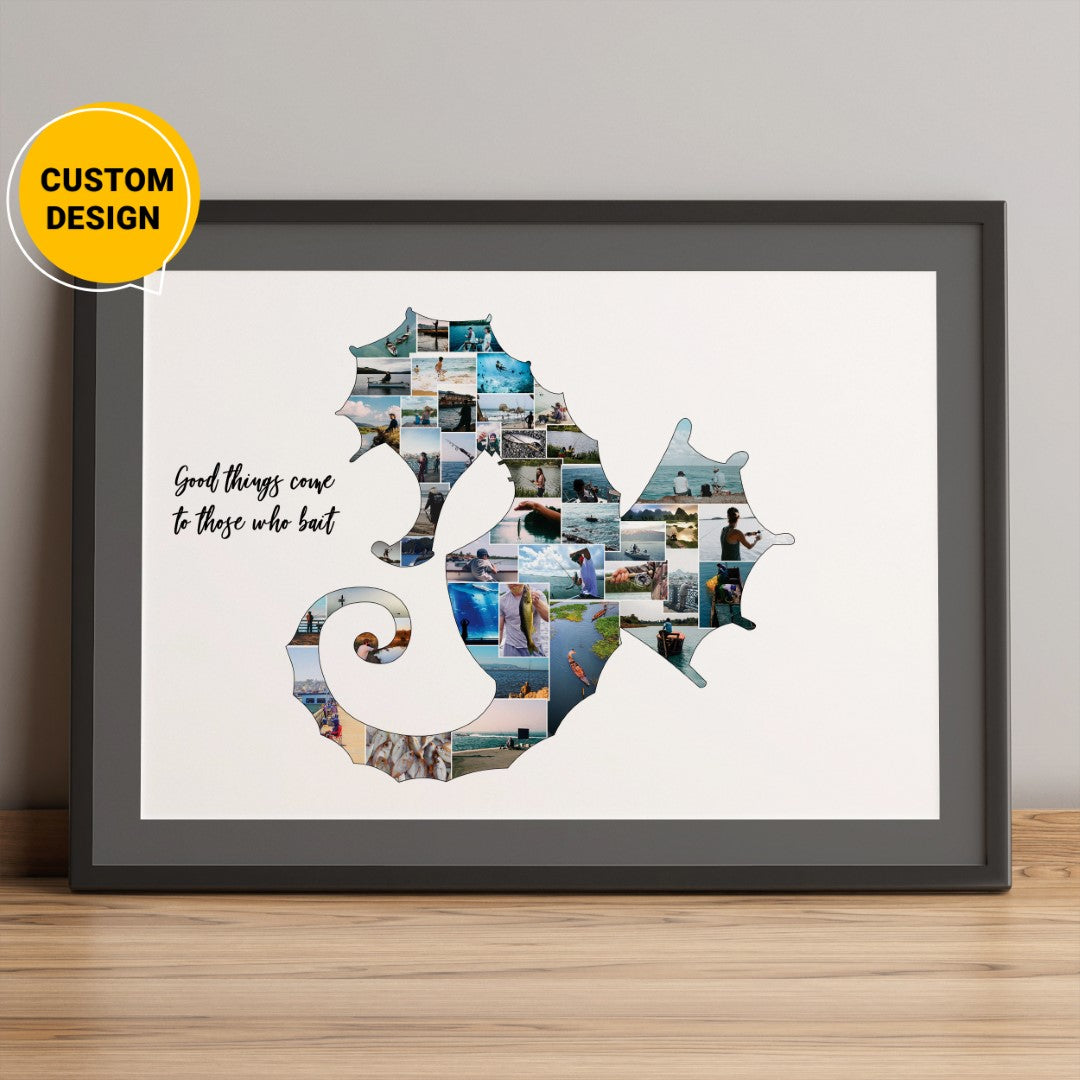 Personalized photo collage - Customizable gift for kids - Seahorse canvas wall art