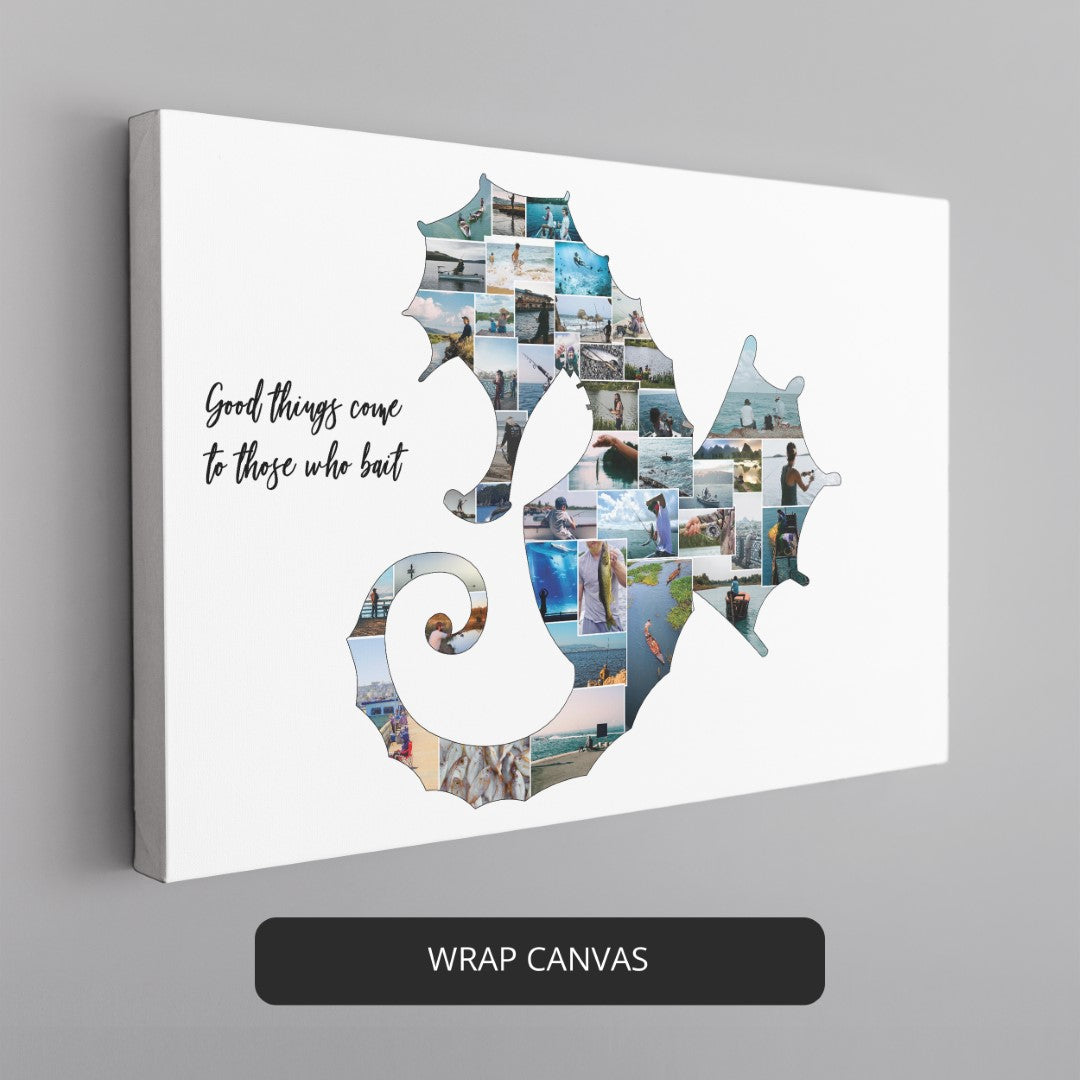 Seahorse artwork - Personalized photo collage - Perfect sea-themed gift for kids