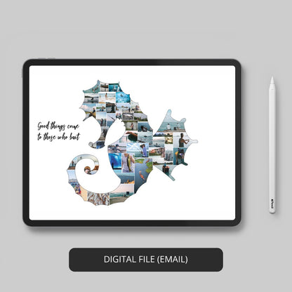 Fishing gifts for dad - Fish photo collage - Personalize memories with a seahorse touch