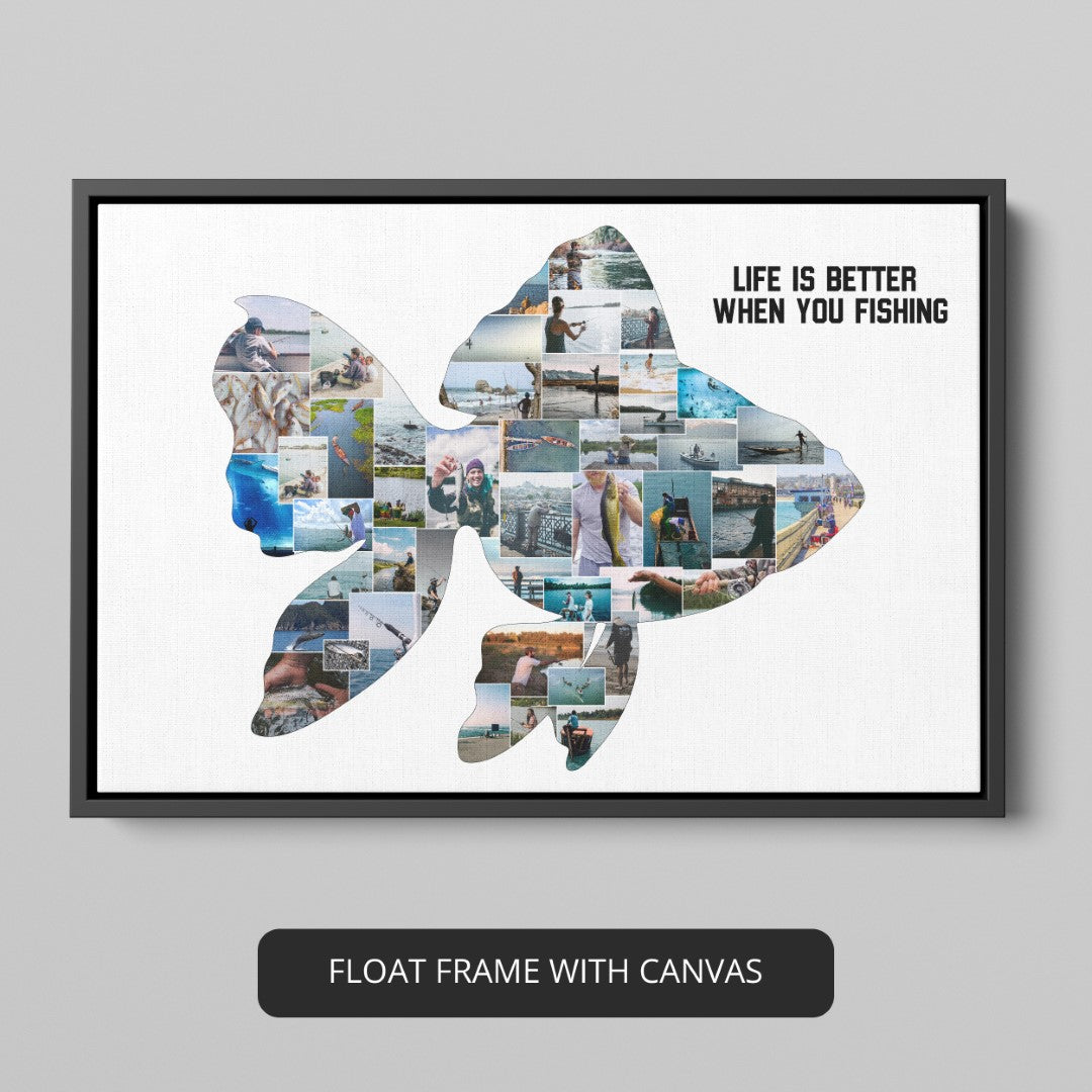 Fish Canvas Art: Handcrafted Photo Collage for Fishing Enthusiasts
