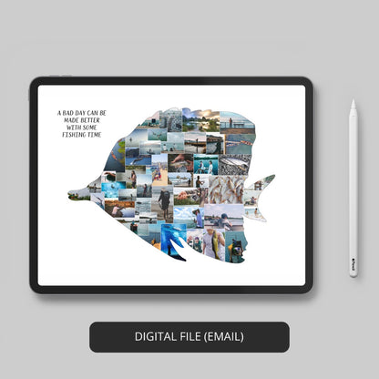 Painted Fish Wall Art: Customizable Photo Collage for Fishing Enthusiasts