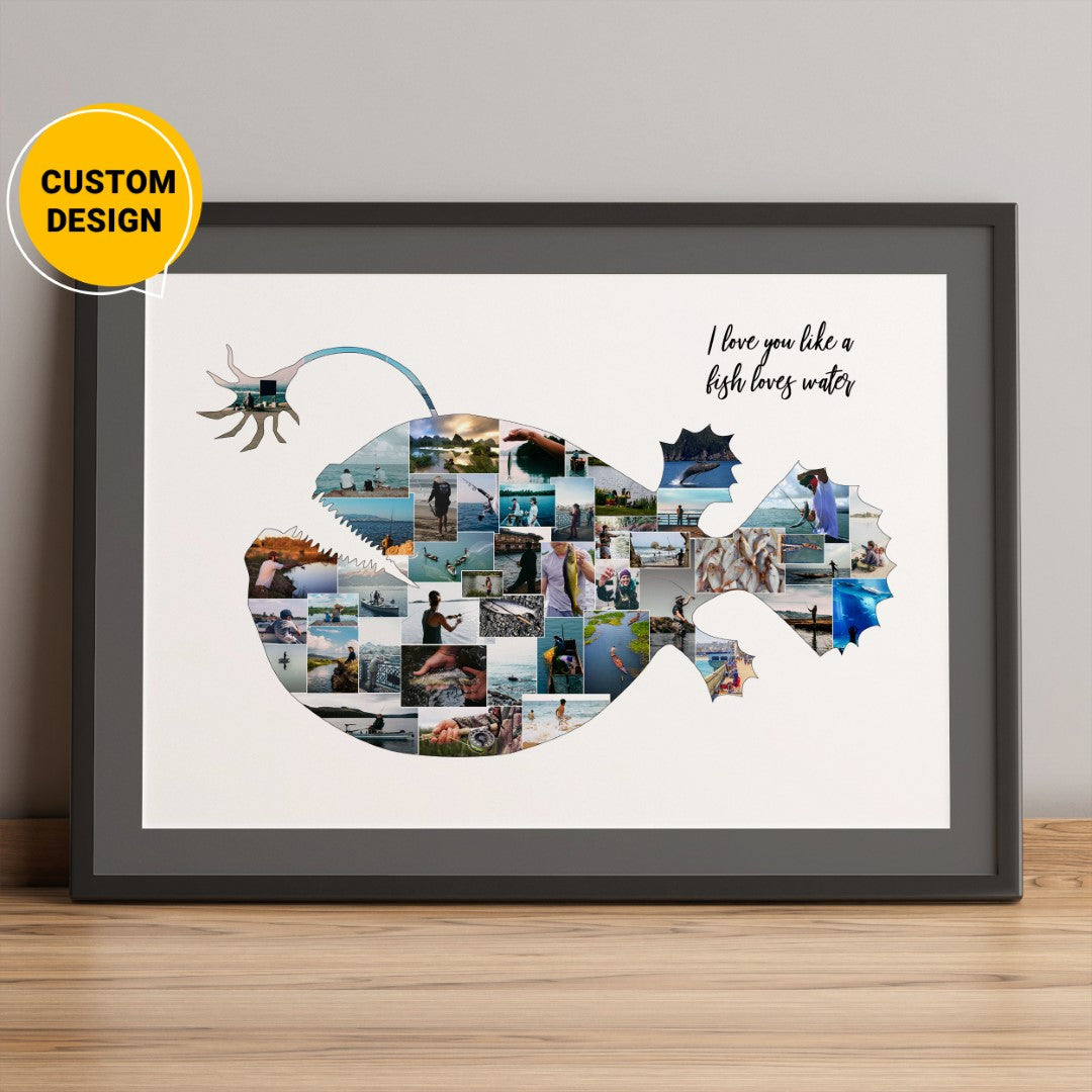 Personalized Photo Collage: Fishing Gifts for Men - Fish Miniatures and Canvas Art