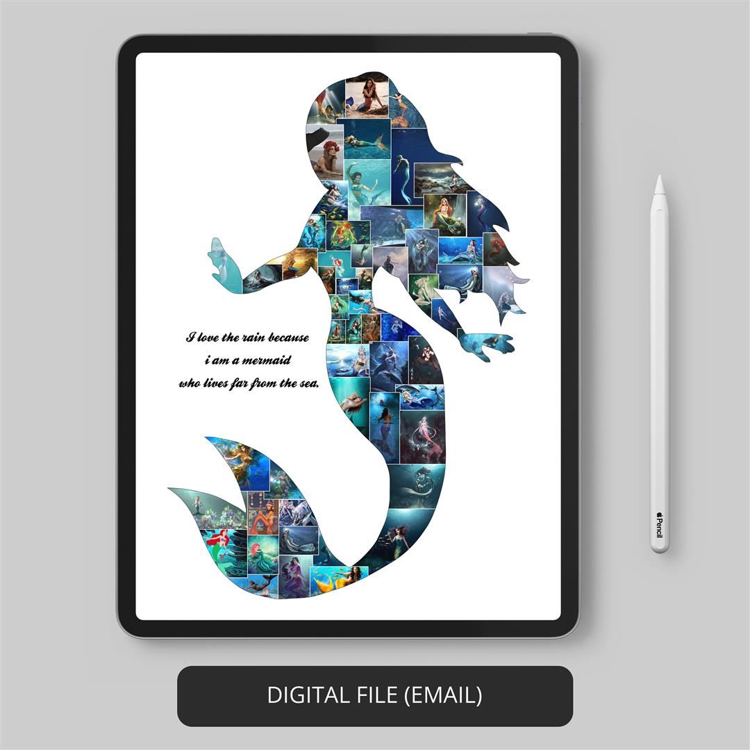 Mermaid Wall Art: Personalized Mermaid Photo Collage - Transform Your Space with Beauty