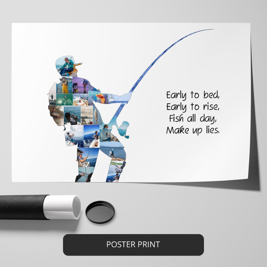 Fish Wall Art: Unique Personalized Photo Collage for Fishing Enthusiasts