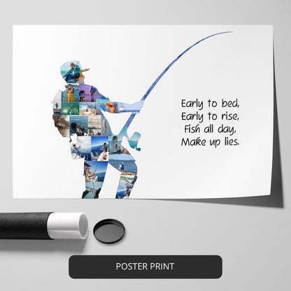 Fish Wall Art: Unique Personalized Photo Collage for Fishing Enthusiasts