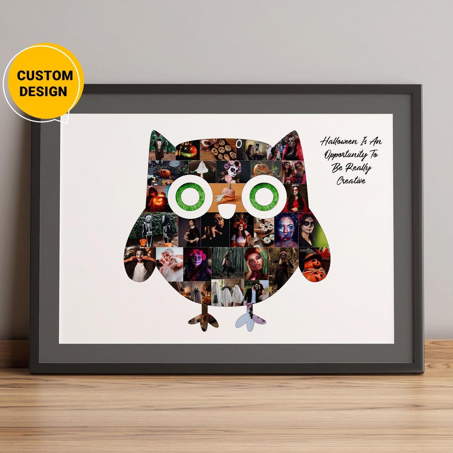 Personalized Halloween Photo Collage - Unique Owl Gift for Him and Her