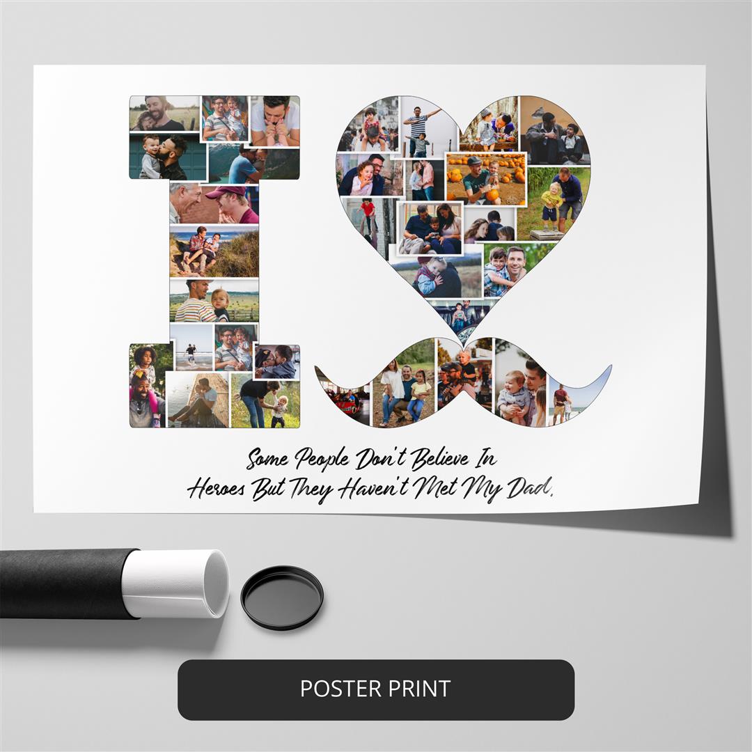 Best Gift for Father's Birthday - Unique Photo Collage - Birthday Gift Ideas for Father from Son