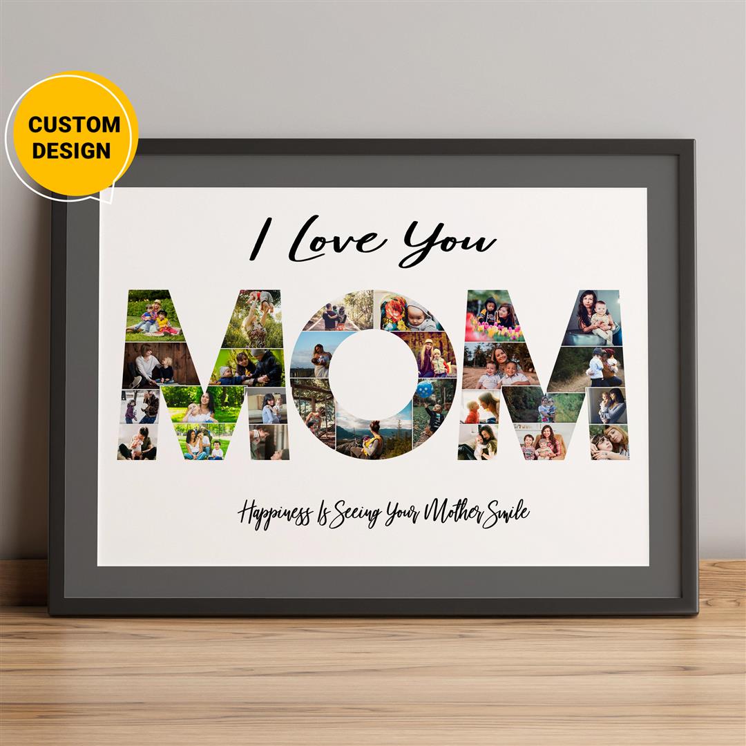 Personalized Mom Canvas Wall Art: Customized Photo Collage for Mom Decor