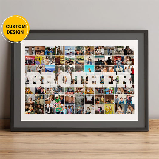 Brother Wall Art - Personalized Photo Collage Gift for Brother's Birthday