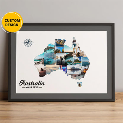Personalized photo collage featuring a map of Australia - Wall decor Australia