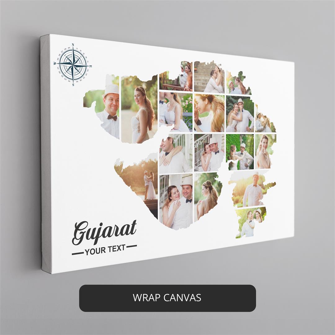 Gujarat State Map Photo Collage: Customized Gujarat Artwork