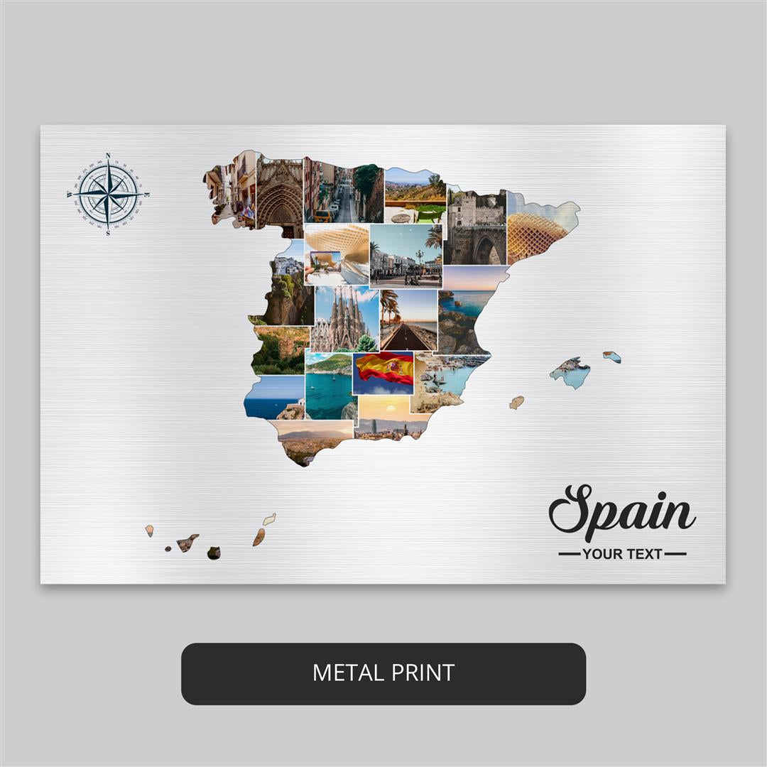 Unique Personalized Map of Spain Collage: Spain Decor, Framed Map of Spain