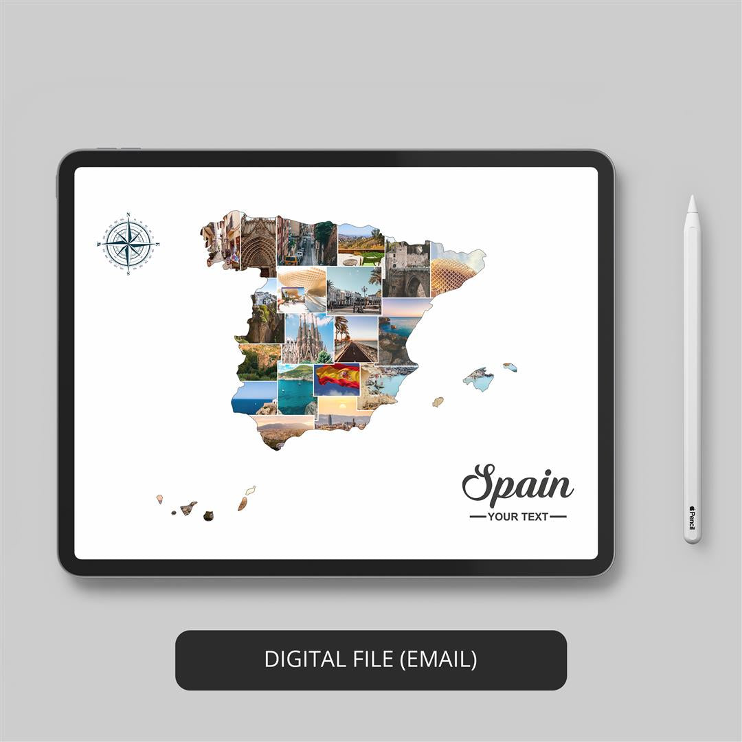 Beautifully Designed Map of Spain Collage: Spain Decor, Maps of Spain
