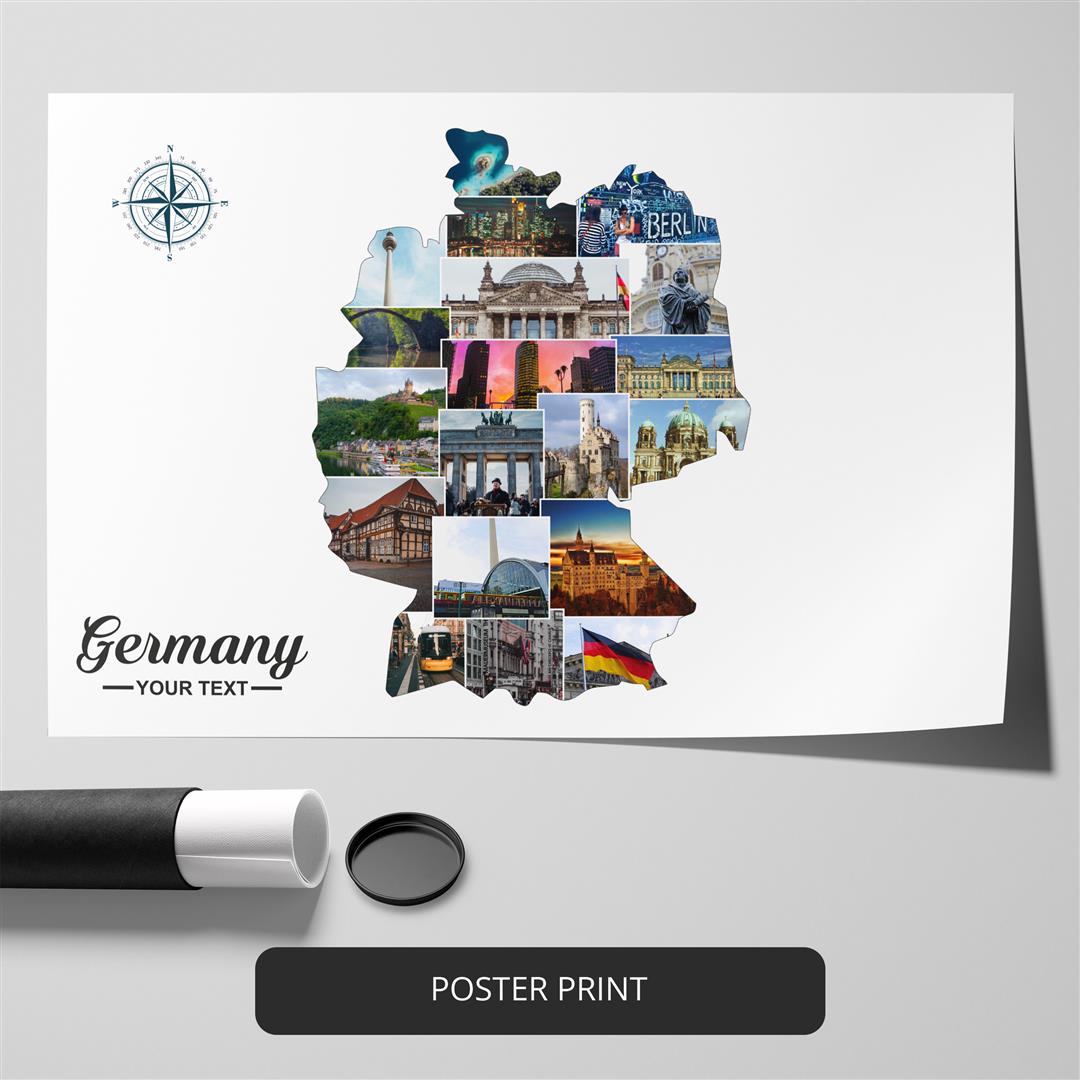 Stunning Maps of Germany in a Photo Collage - Perfect Germany Decor for Your Home