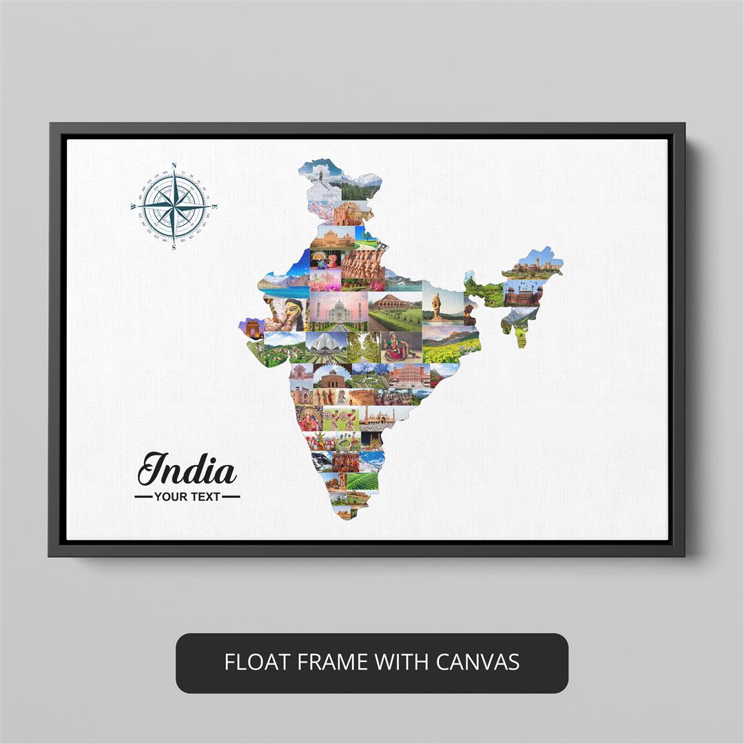 Celebrate India with a Personalized Photo Collage: Beautiful India Map Poster