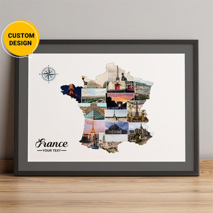 Personalized Photo Collage - Wall Art France, Collage France, France Wall Art