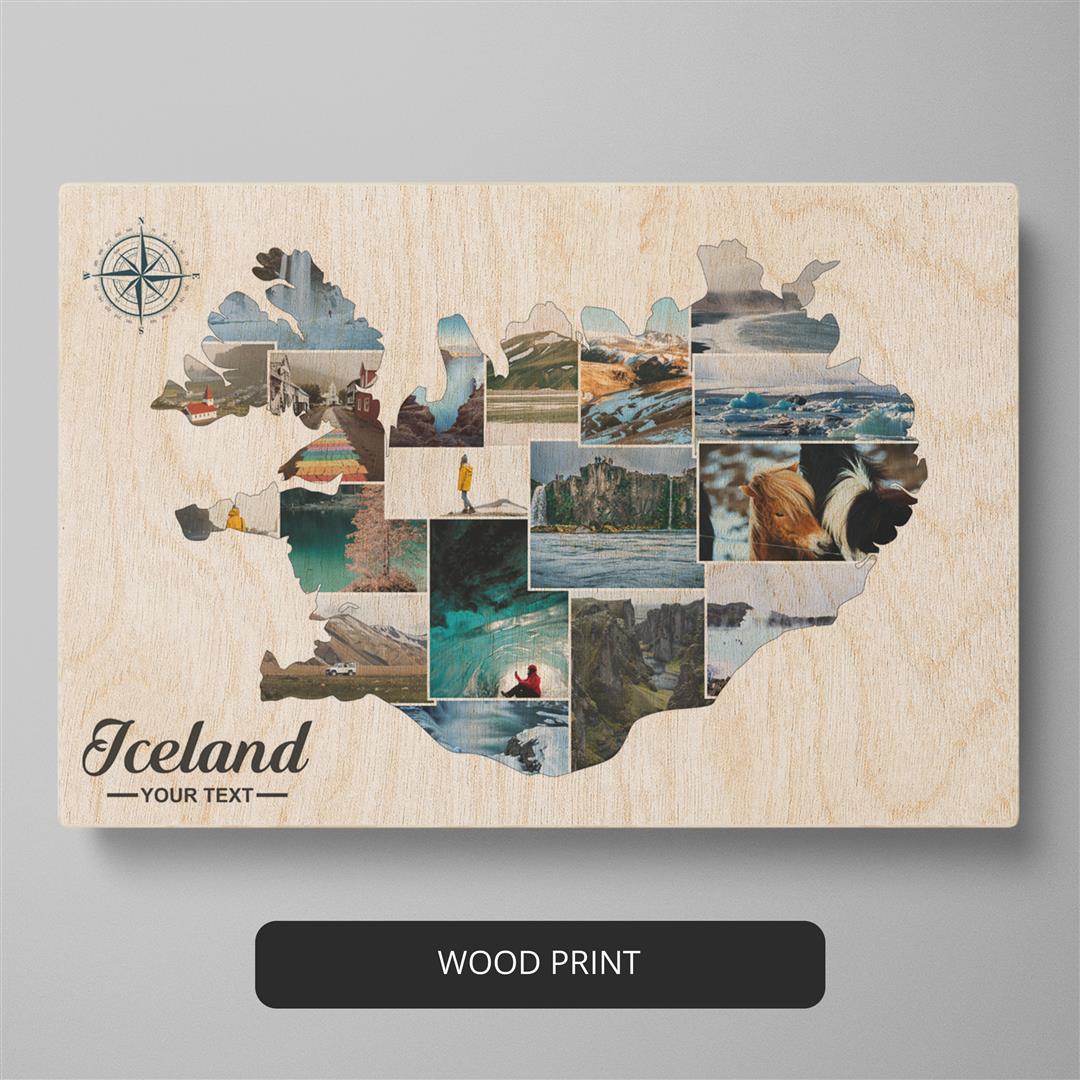 Discover the Charm of Iceland with a Handcrafted Map Collage