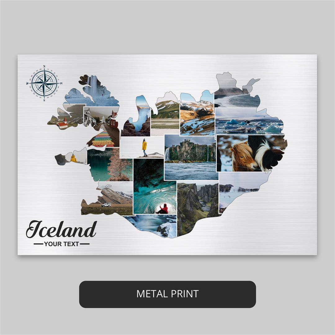 Impressive Iceland-Themed Personalized Photo Collage with Map Design