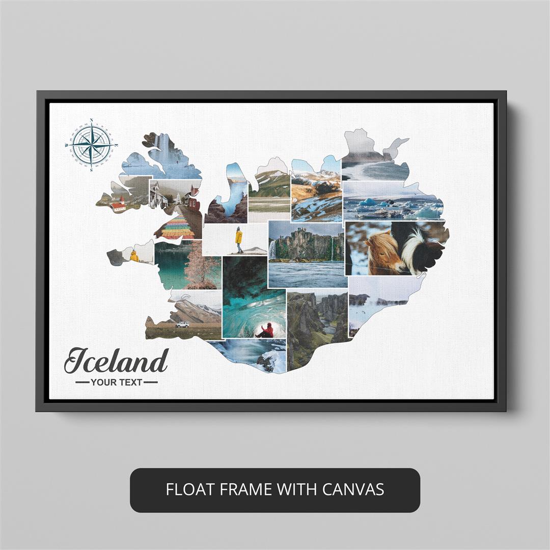 Unique Gift Idea: Custom Photo Collage Highlighting Iceland Maps