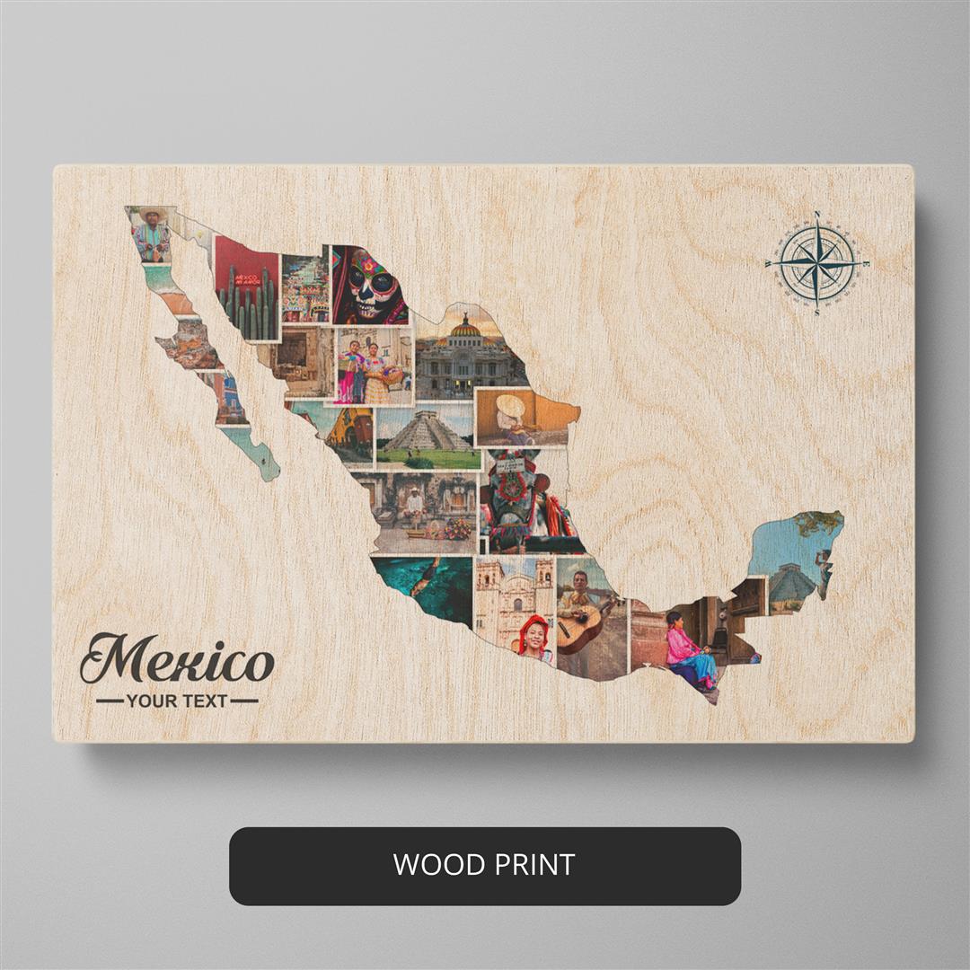 Stunning Mexico City Map: Personalized Photo Collage Print