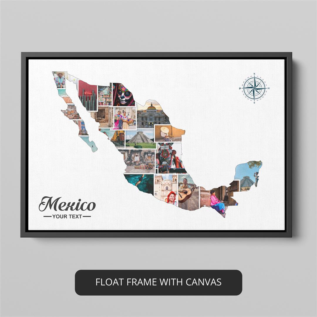 Distinctive Mexico Maps: Handmade Personalized Photo Collage