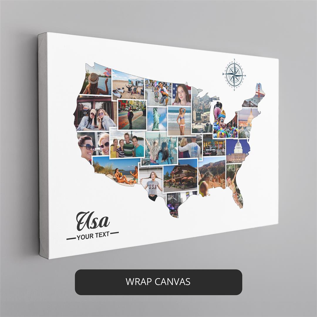 USA Map Wall Art - Stunning Canvas Collage for Your Home